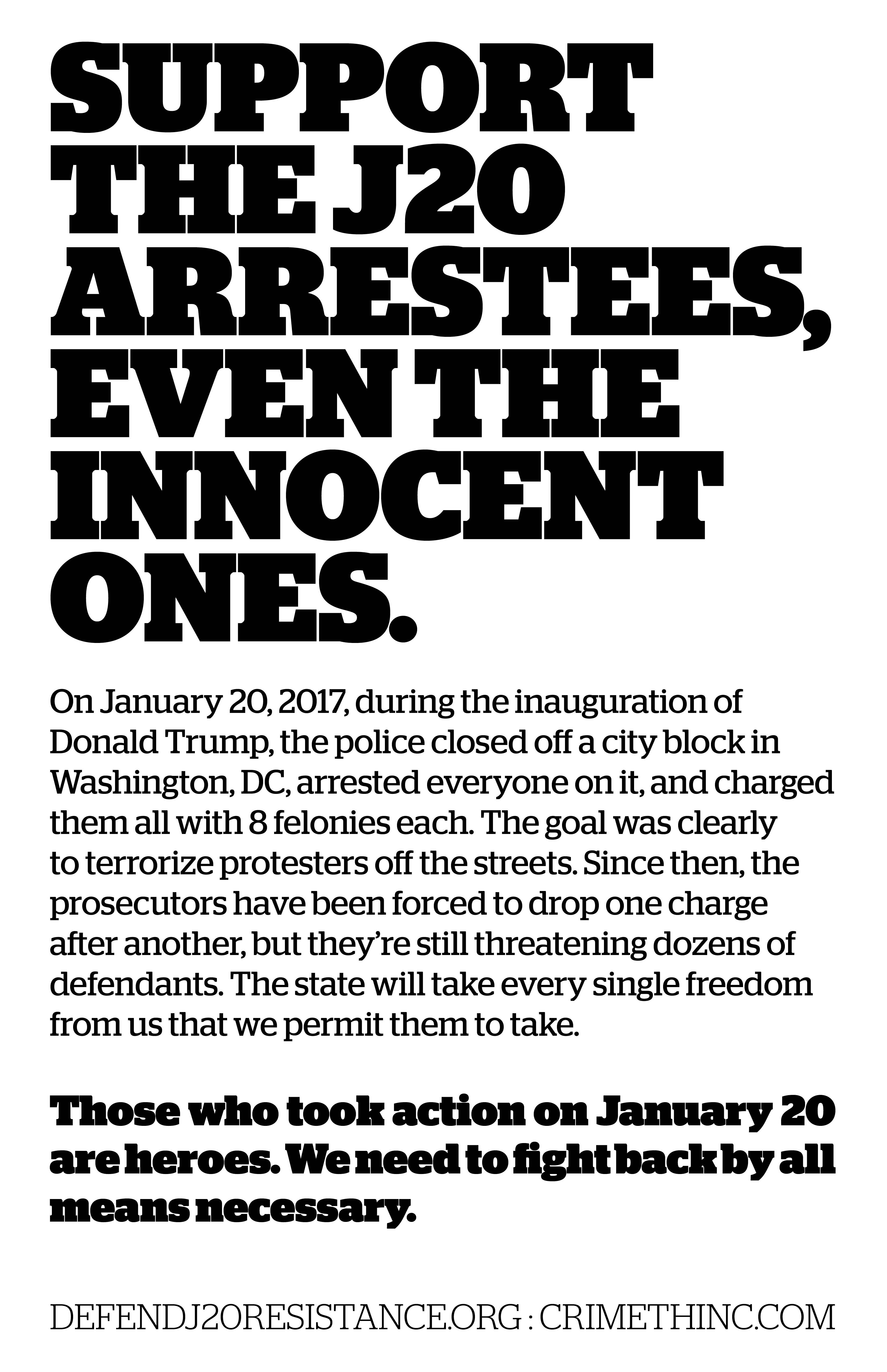 Photo of ‘Support the J20 Arrestees’ front side